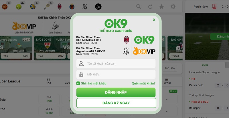 Hướng dẫn đăng nhập OK9