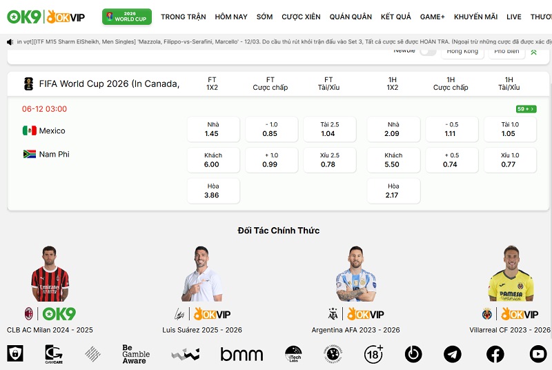 Sảnh cược thể thao ok9